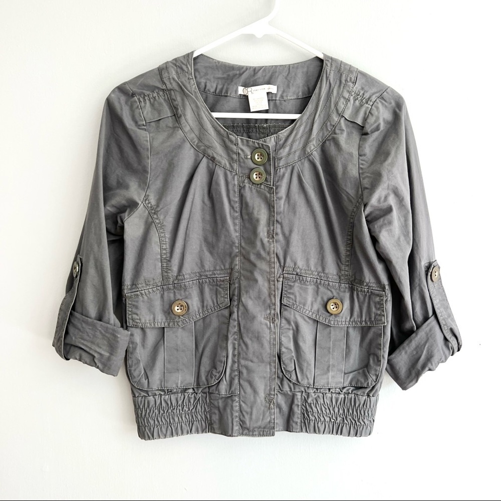 Charlotte Russe cotton gray Bomber cropped Jacket J-483